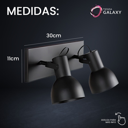 Imagen 3 de 9 de Lampara Aplique Pared Spot Bidireccional Dos Luces Apto Led