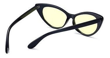 Óculos Noturno Formato De Gatinho Armação Preta Com Lentes