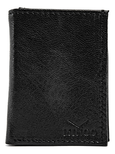 Cartera Hombre De Piel Billetera Triple De Cuero Caballero Negro