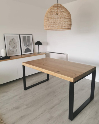 Mesa De Comedor Yeren Madera Lenga Acero 205x95x80 Cm 