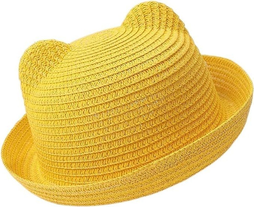 Solid Color Hat With Ears For Baby,straw Hat For Boy Girl