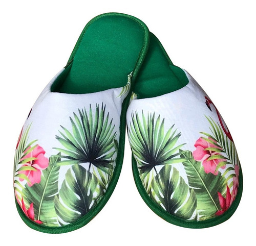 Pantufa Feminina Malha Algodão Estampada Conforto Macia