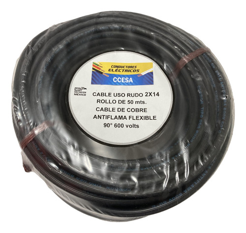 Cable Uso Rudo 2x14 Cobre 100% 1 Rollo 50mts.