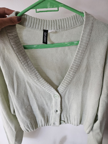 Cardigan Corto Verde Agua