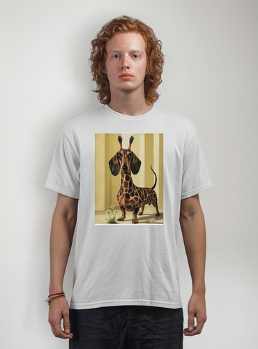 Polera Estampada Hombre Cx Salchicha Perro Jirafa Flores