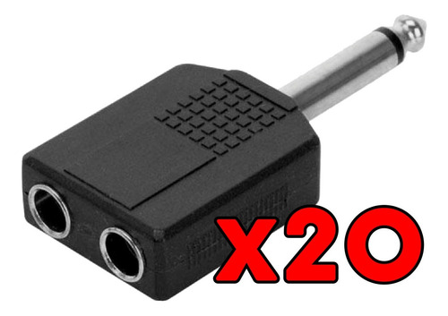 Pack X20 Adaptador 1 Plug Macho Mono 2 Plug Hembra Mono Cuot