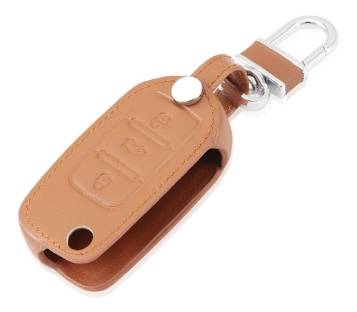 Estuche Cuero Para Llave 3 Botone Marron