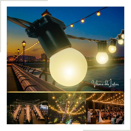 Varal De Luzes Led 15m Externo Com Lâmpadas Gambiarra Cordão 220v