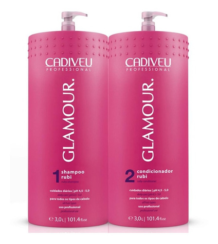 Kit Cadiveu Professional Glamour Shampoo Lavatório Rubi 2x3l