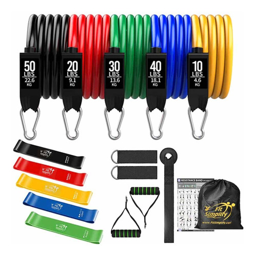 Pack Set 5 Ligas De Resistencia + 5 Bandas Elásticas Fitness