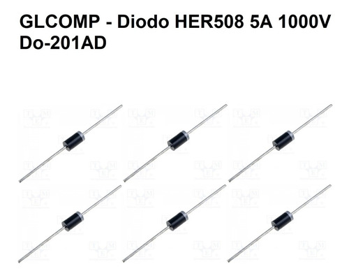 Her508 Diodo Retificador Ultra Rápido 5a 1000v Kit C/ 20 Pçs