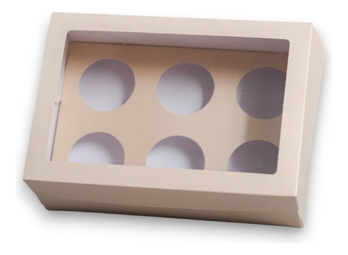 Caja Cupcake X6 C/ Visor (x 50 U.) Muffin Pvc Acetato - 038 Bauletto
