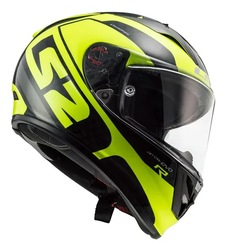 Casco Moto Gp Carbono Ls2 323 Arrow Sting + Pinlock Color Negro/Amarillo  fluo Tamaño del casco XL