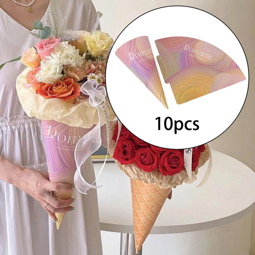 10 Soportes Para Flores De Helado De Cono De Estilo B