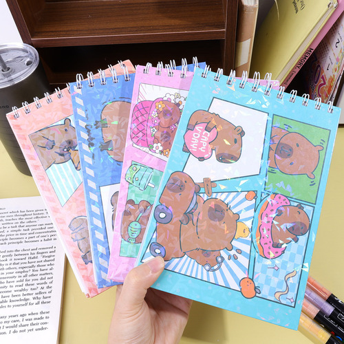 4 Libros Para Colorear Capibaras C/24 Colores Lápices