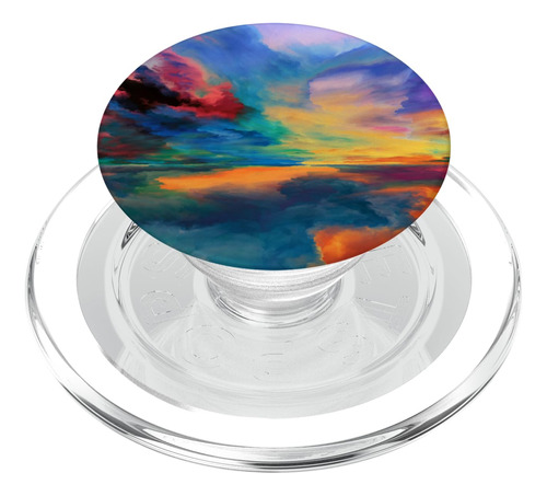 Acuarela Abstracta Paisaje Oceano Atardecer Popsockets Para