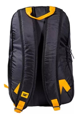 Mochila Cat 84395-12 Color Negro Con Amarillo Diseño Liso Con Logo De La Marca 23l