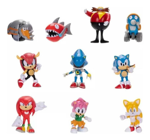 Kit 10 Bonecos Coleção Amigos E Inimigos Do Sonic Sunny 4234