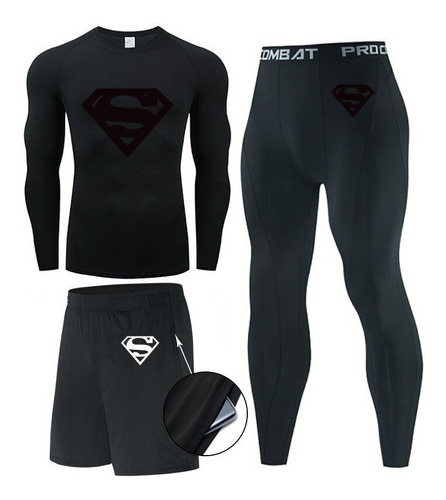 Conjunto Deportivo Super Heroes Superman Compresión 3 Piezas