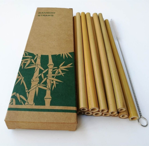 Caja Sorbetes Pajitas Bamboo Reciclables + Cepillo Eco, P122