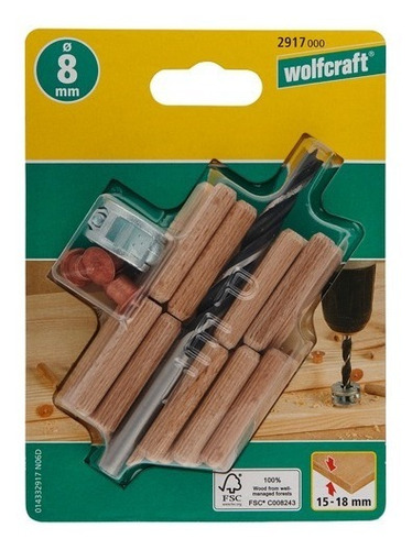 Imagen 3 de 3 de Kit Para Espigado Wolfcraft 8 Mm (28 Pzas)