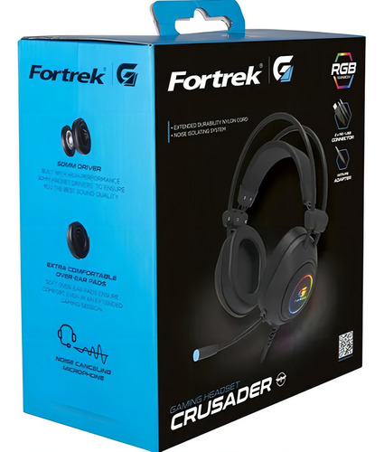 Fone De Ouvido Headset Gamer Fortrek Crusader Com Microfone Preto