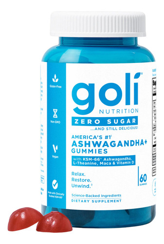 Goli® (cero Azúcar) Ashwagandha Vitamina D Gomitas Relajante Sabor Mixed Berry