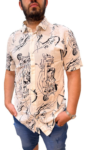 Camisa Manga Corta Hawaiana Estampada Diseño Tendencia