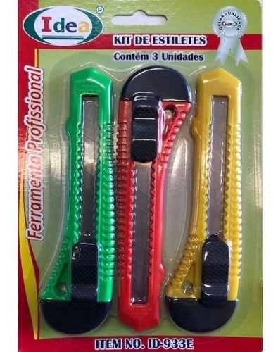 Imagem 1 de 2 de Kit Com 03 Estiletes Ferramenta Profissional Com Trava