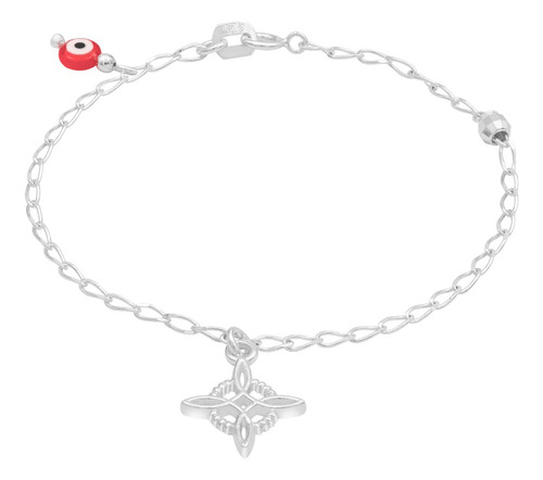Pulsera Nudo De Bruja Una Bola Facetada Ojo Turco Plata 925 Rojo 18 Cm