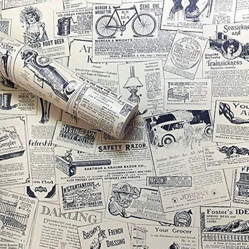 Lependor 17.71  X 118  Vintage Periódico Papel Autoadhesivo 