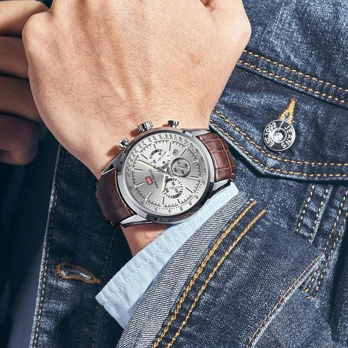 Relogio De Pulso, Pulseira Em Couro, Marca Mini Focus