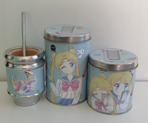 Set Trio Matero Sailor Moon Aqua (yerbera Azucarera Mate)