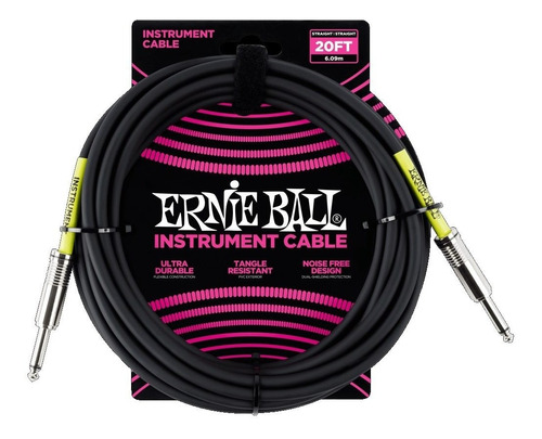 Cable Guitarra Bajo 6,09m Plug 6,5 Recto Ernie Ball P06046