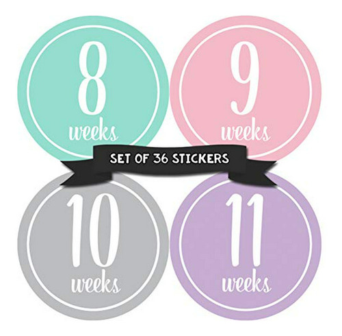 Stickers De Embarazo Semanal - Set De 36 - Barriga Creciente