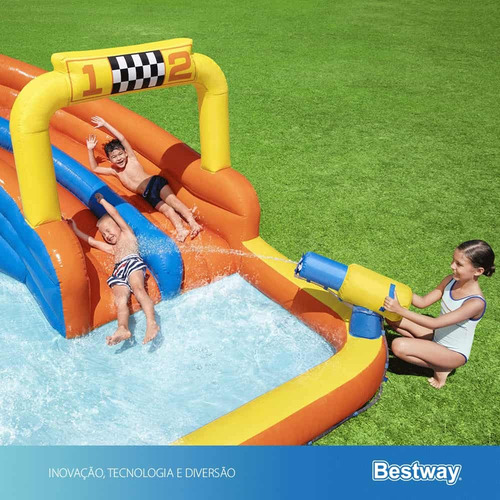 Mega Parque Aquático Inflável Raceway 220v Cor Laranja
