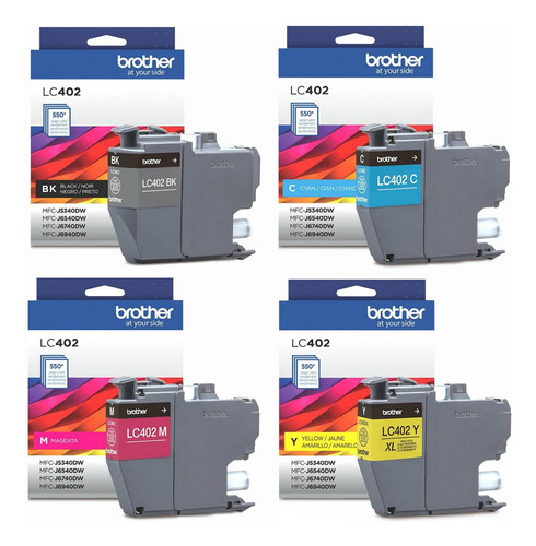 Pack 4 Tintas Brother Lc 402 Originales 550 Paginas