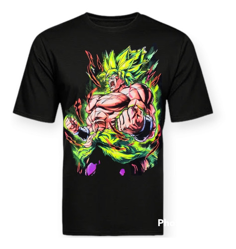 Playera Bragon Ball Z Broly Fluorescente Neón Con Luz Negra