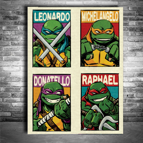 Cuadro Tortugas Ninja Pelicula Sala 60x45 Cm Textura 