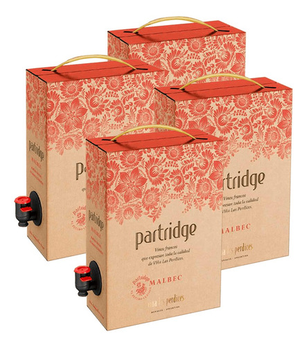 Vino Las Perdices Bag In Box Partridge Malbec 4x3 Litros