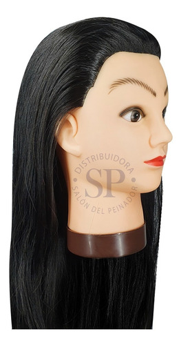 Imagen 3 de 7 de Cabeza Práctica Pelo Natural 60% Peluquería Larga 50 Soporte