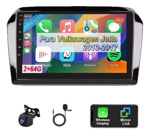 9 Autoestéreo 2+64g Carplay Para Volkswagen Jetta 2013-2017