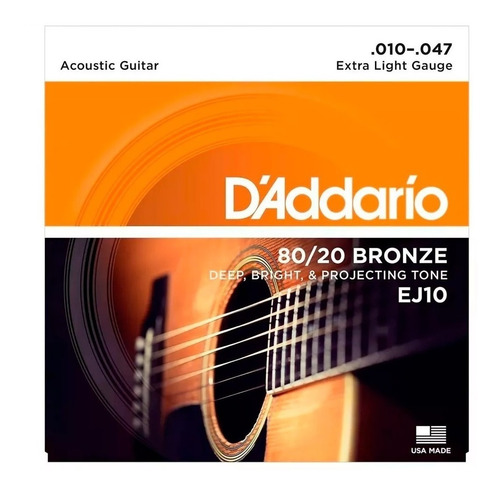 Daddario Encordado Acustica Ej10 0.10 Originales Musikoz