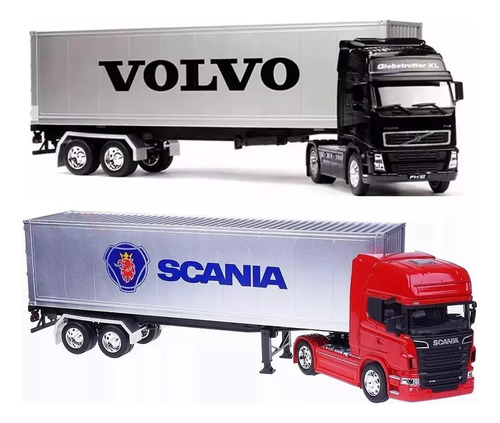 Set Camiones Scania Y Volvo Escala 1:32 Welly
