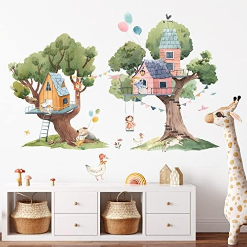 2 Pcs Pegatinas De Pared De Árbol De Dibujos Animados Calcom