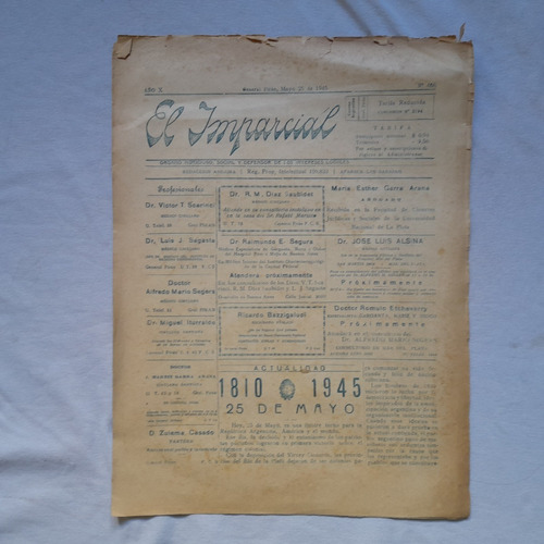 Antiguo Diario El Imparcial Nº468, Año 1945, General Piran