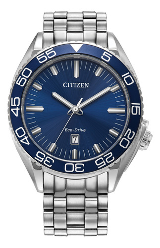 Reloj Citizen Aw177053l Para Hombre Fechador Acero Inox Color De La Malla Plateado Color Del Bisel Azul Color Del Fondo Azul