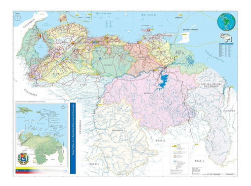 Mapa Físico-político De Venezuela Tamaño Extra Grande 