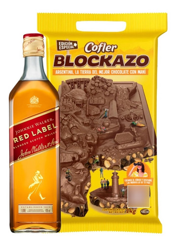 Whisky Johnnie Walker Red Label 1lt + Blockazo 1kg.