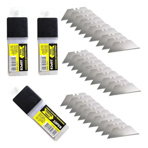 Kit Com 30 Lâminas Estilete Trapezoidal Refil Profissional